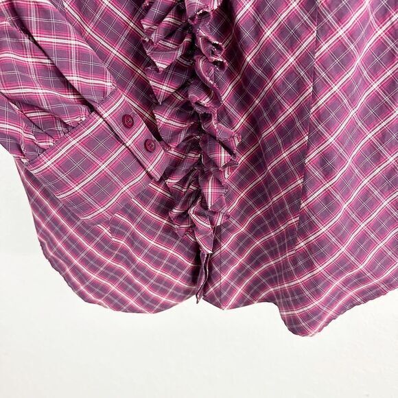 New York & Company Purple Plaid Button Down Shirt - Picture 4 of 6